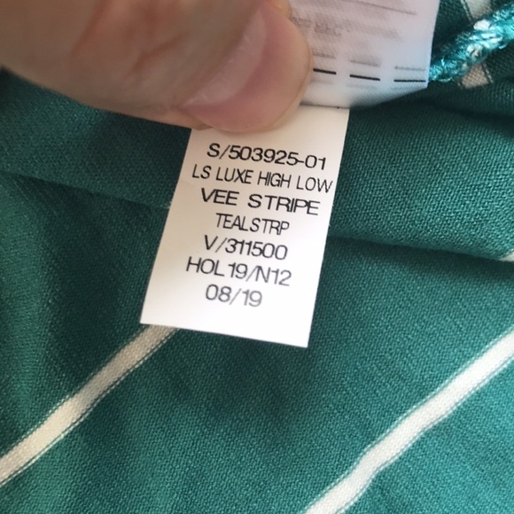 OLD Navy Luxe Green teal  Striped V Neck Long Sleeve shirt M - Picture 7 of 9